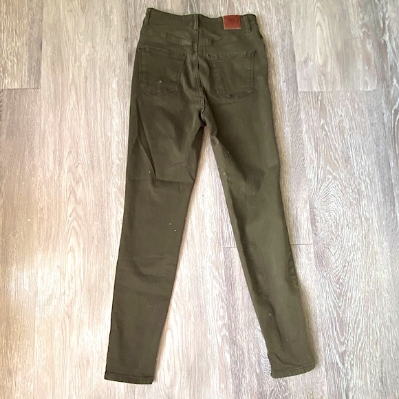 ZARA • High-Rise Stretchy Denim Skinny Jeans • Size W6 x L27 • Army Green - Picture 3 of 13